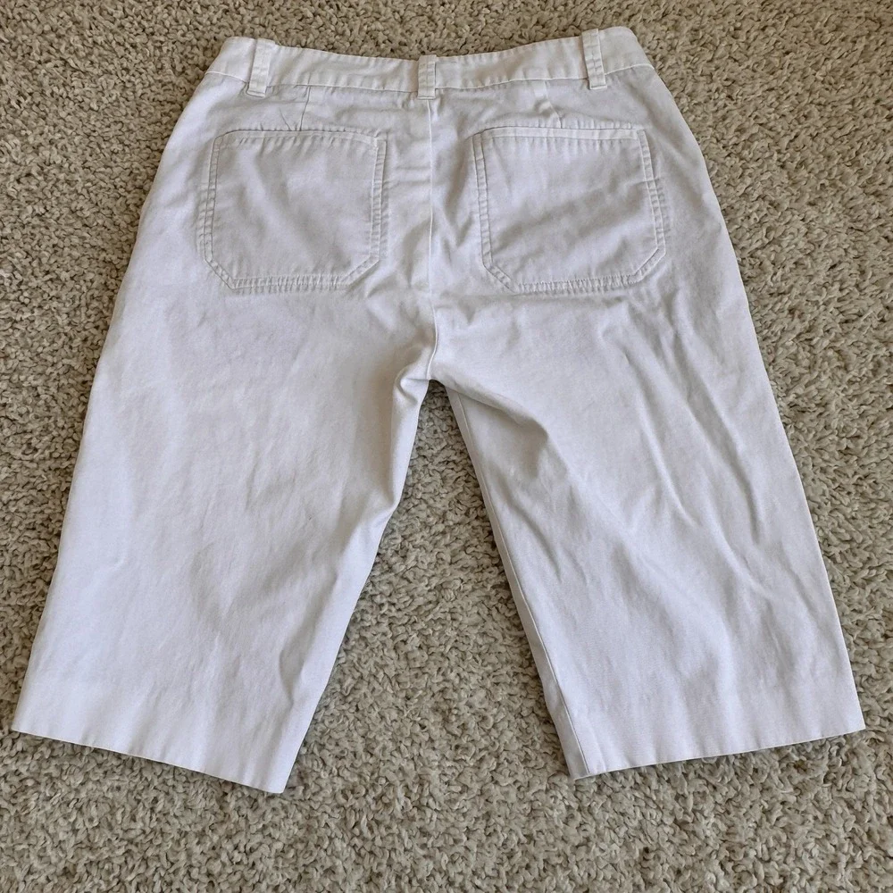 Vince Women's White Bermuda Shorts Size 2 Cotton Linen Stretch Casual Summer